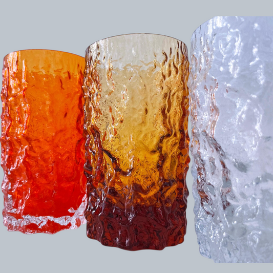 Artisanal Multi-Color Bark Textured Highball Glasses – Set of 6