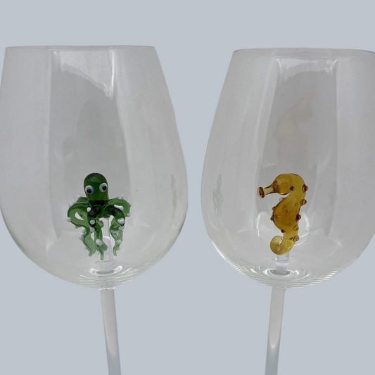 Handcrafted Sea Creature Wine Glass Set (Set of 6)