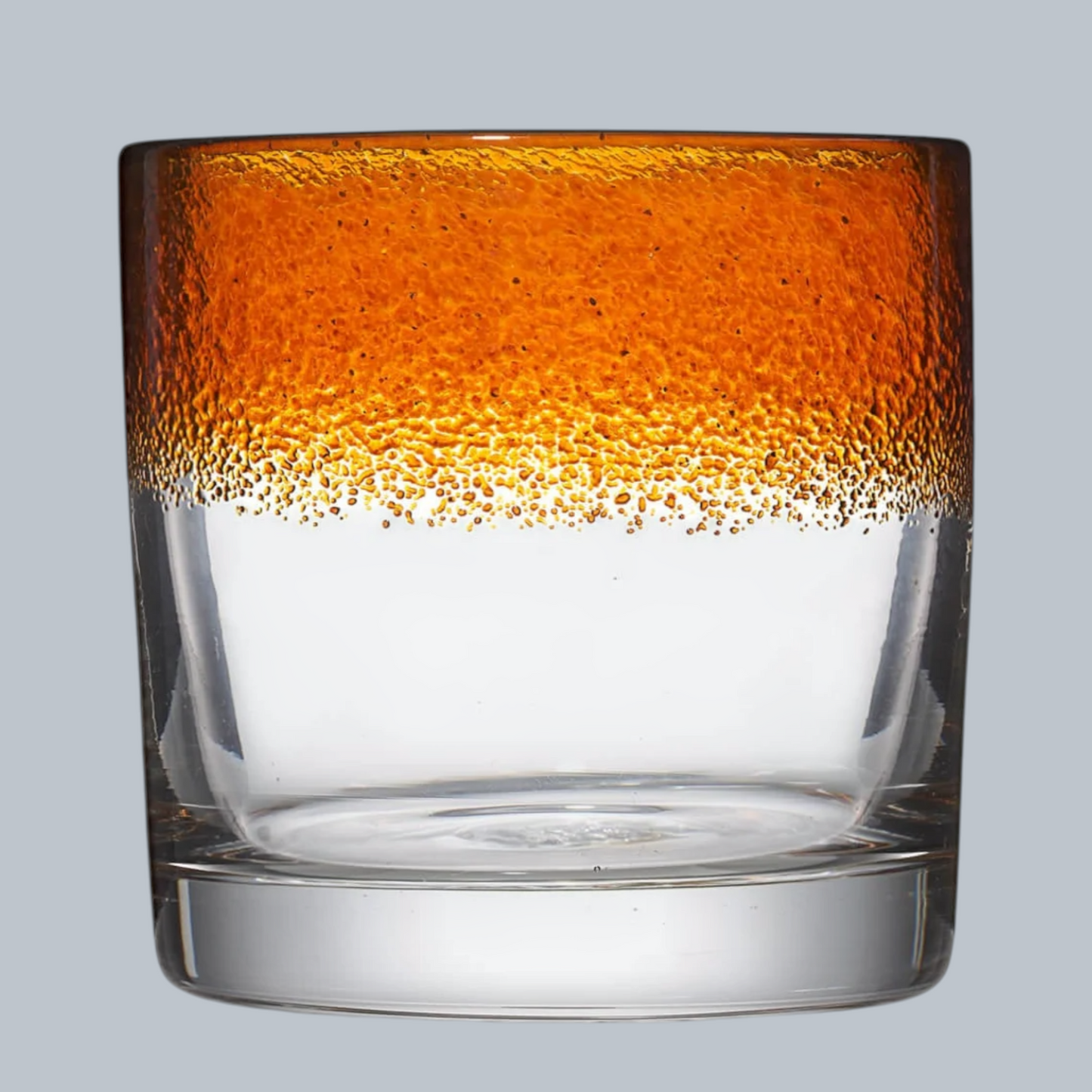 Hand-Blown Amber Glow Rocks Glasses – Set of 6