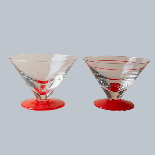 Ruby Base Art Deco Martini Glasses – Set of 6