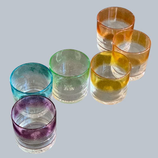 Hand-Painted Rainbow Ombre Rocks Glasses – Set of 6
