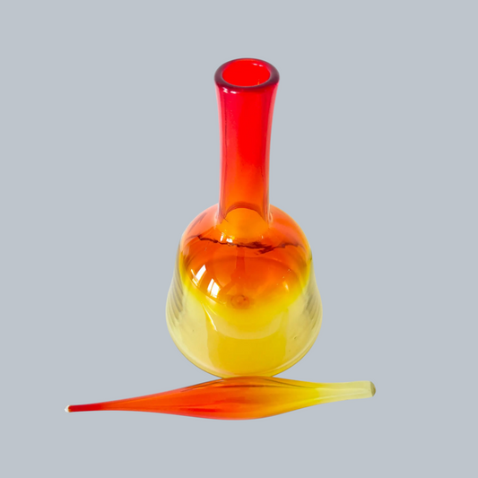 Artisanal Amber & Red Ombré Flame Decanter with Elongated Stopper