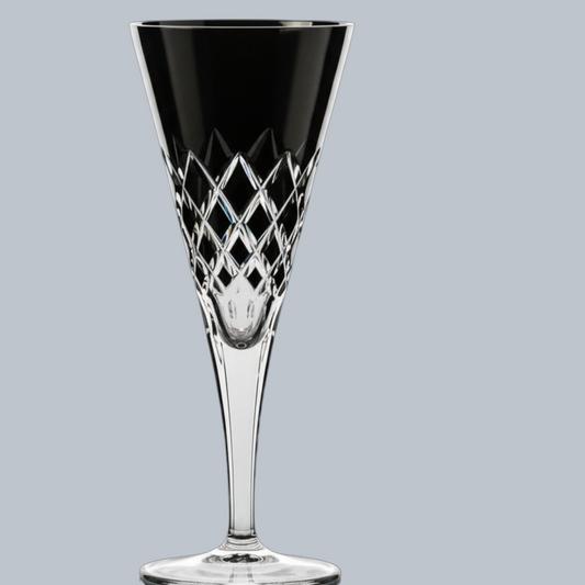 Noir Diamond-Cut Crystal Champagne Flute Set (Set of 6)