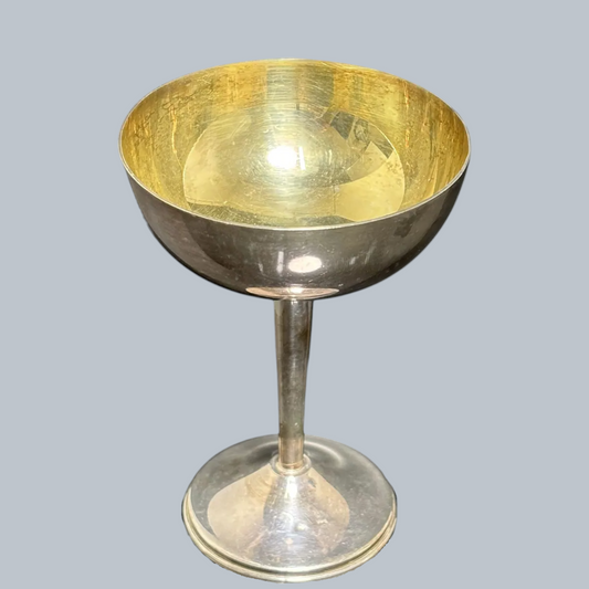 Vintage Silver-Plated Coupe Glasses with Gilt Interior – Set of 6