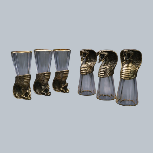 Artisanal Cobra Head Flip-Top Shot Glasses – Set of 6