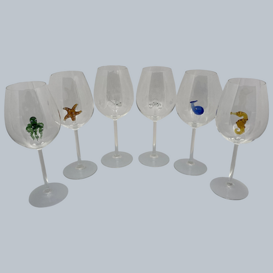 Handcrafted Sea Creature Wine Glass Set (Set of 6)