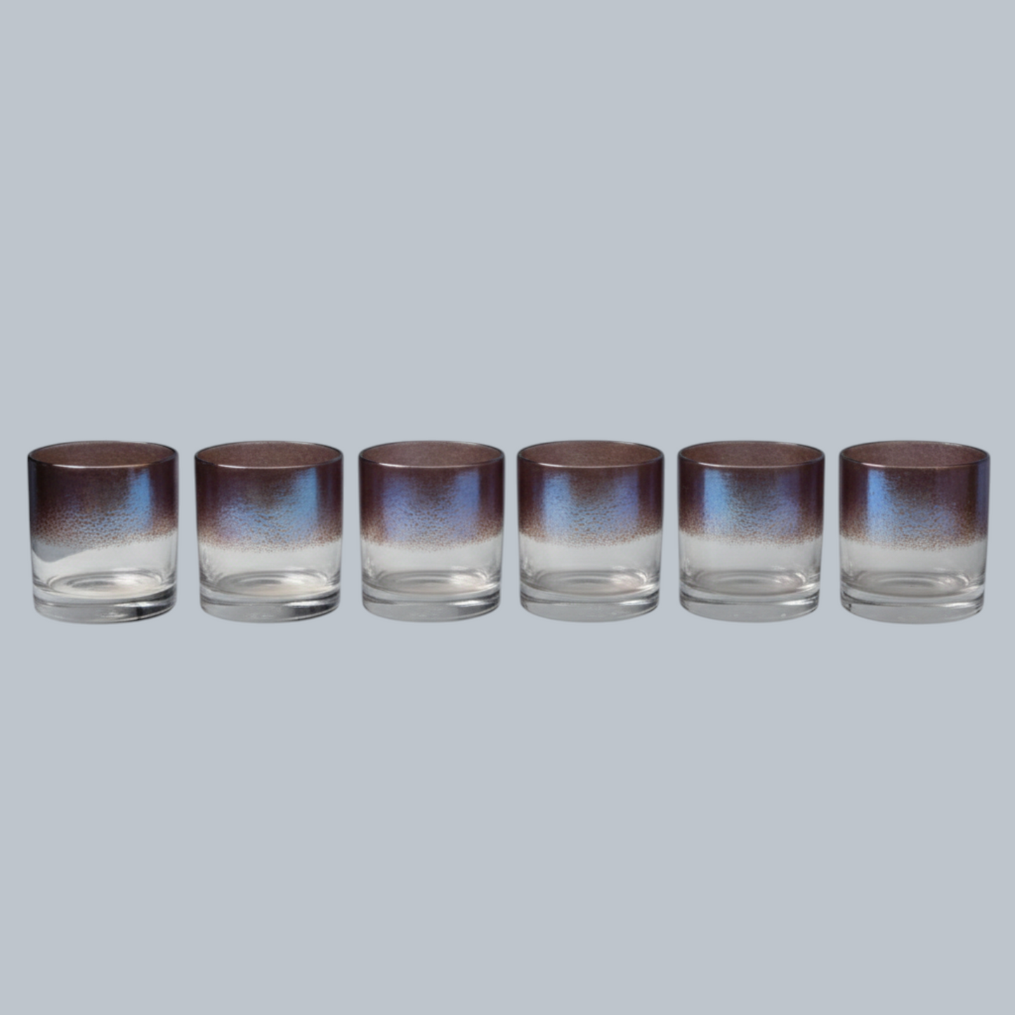 Hand-Blown Amethyst Mist Rocks Glasses – Set of 6