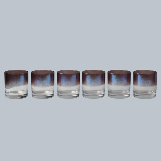 Hand-Blown Amethyst Mist Rocks Glasses – Set of 6