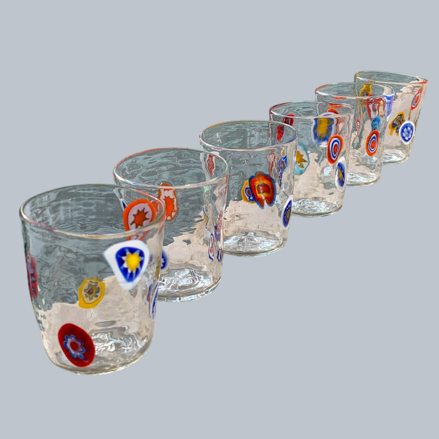 Handcrafted Murano Style Millefiori Tumblers – Set of 6