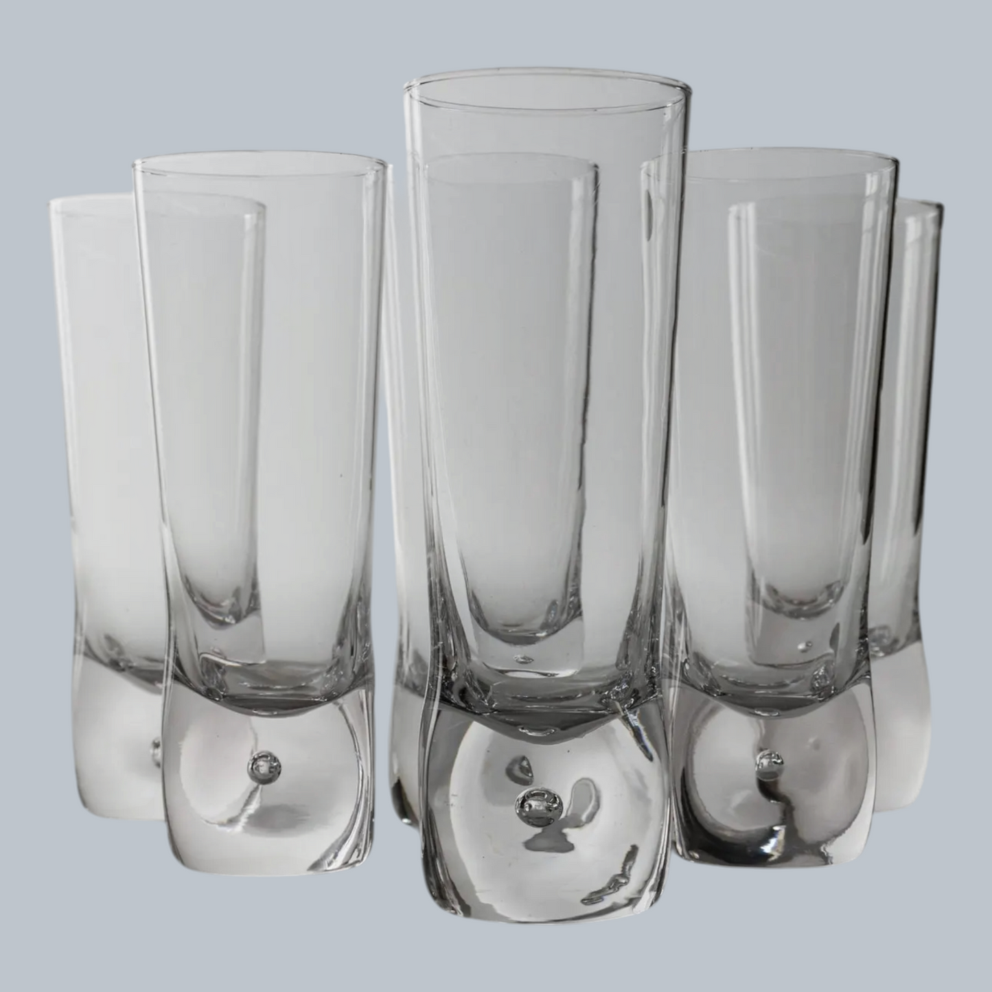 Handcrafted Bubble Base Highball Glass Set – Set of 6