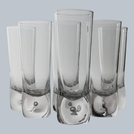 Handcrafted Bubble Base Highball Glass Set – Set of 6