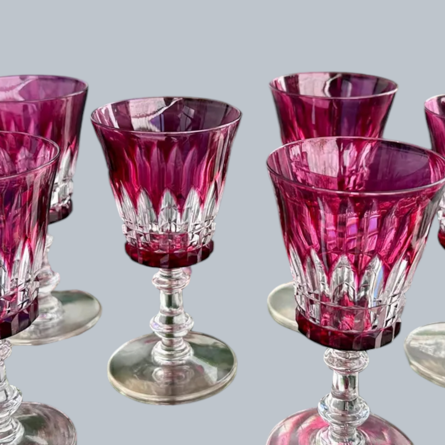 Hand-Cut Ruby Garnet Wine Glasses – Set of 6