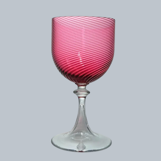 Vintage Rose Pink Swirl Wine Glass Set (Set of 6)