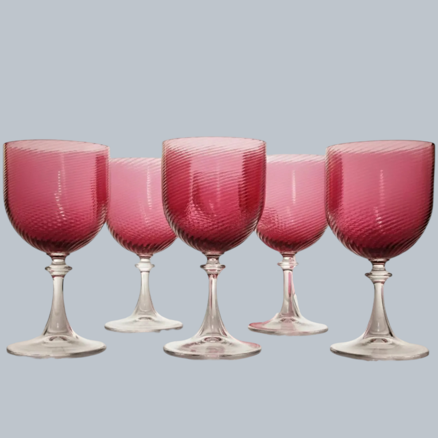 Vintage Rose Pink Swirl Wine Glass Set (Set of 6)