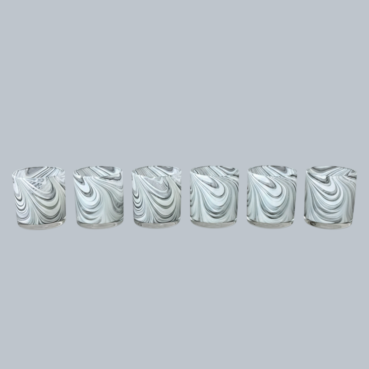 Hand-Blown Marble Swirl Rocks Glasses – Set of 6