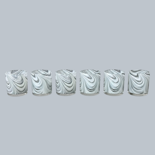 Hand-Blown Marble Swirl Rocks Glasses – Set of 6