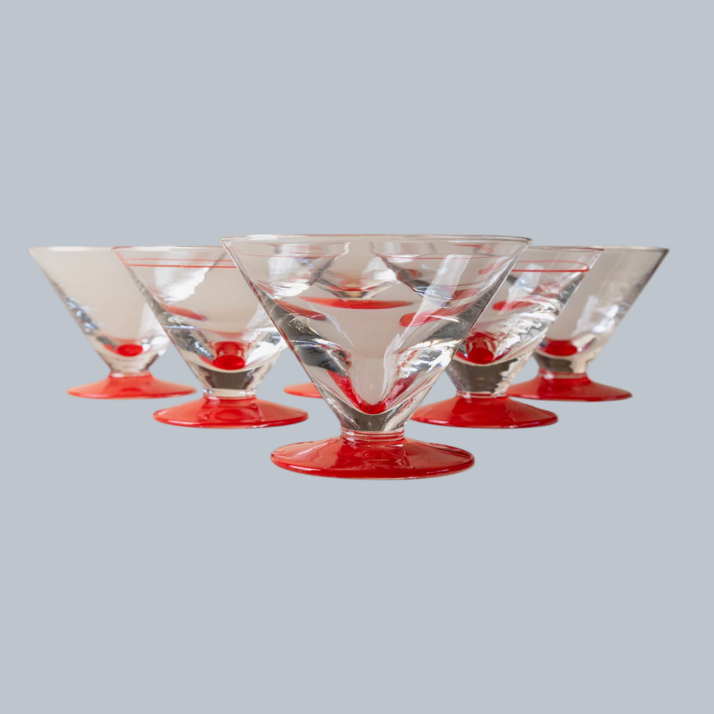 Ruby Base Art Deco Martini Glasses – Set of 6