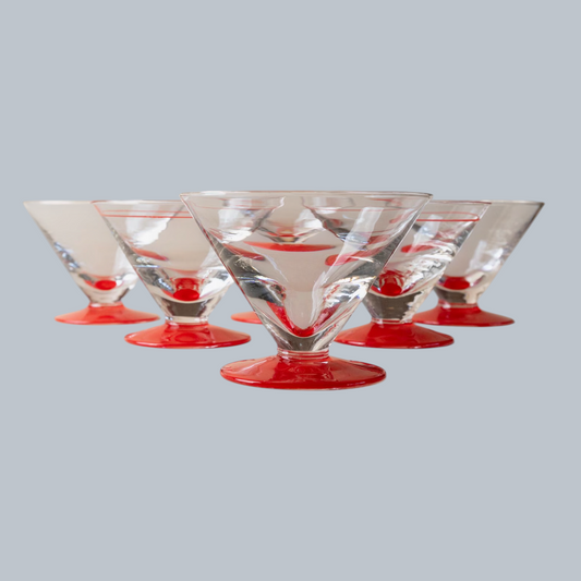 Ruby Base Art Deco Martini Glasses – Set of 6