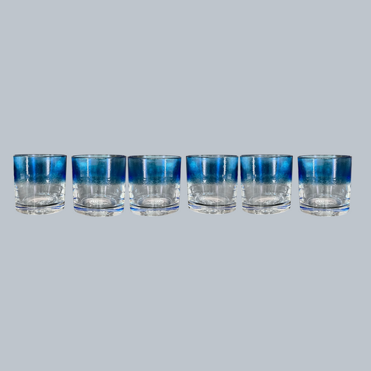 Azure Ombre Textured Rocks Glasses – Set of 6
