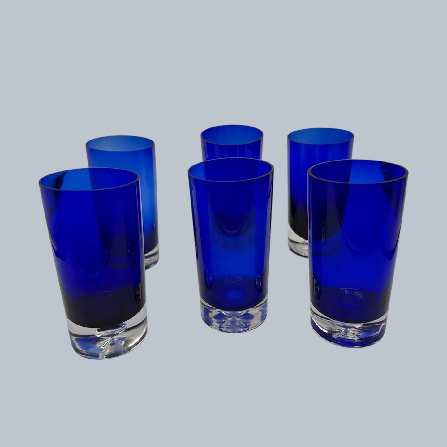 Midnight Cobalt Blue Hand-Blown Highball Set (Set of 6)