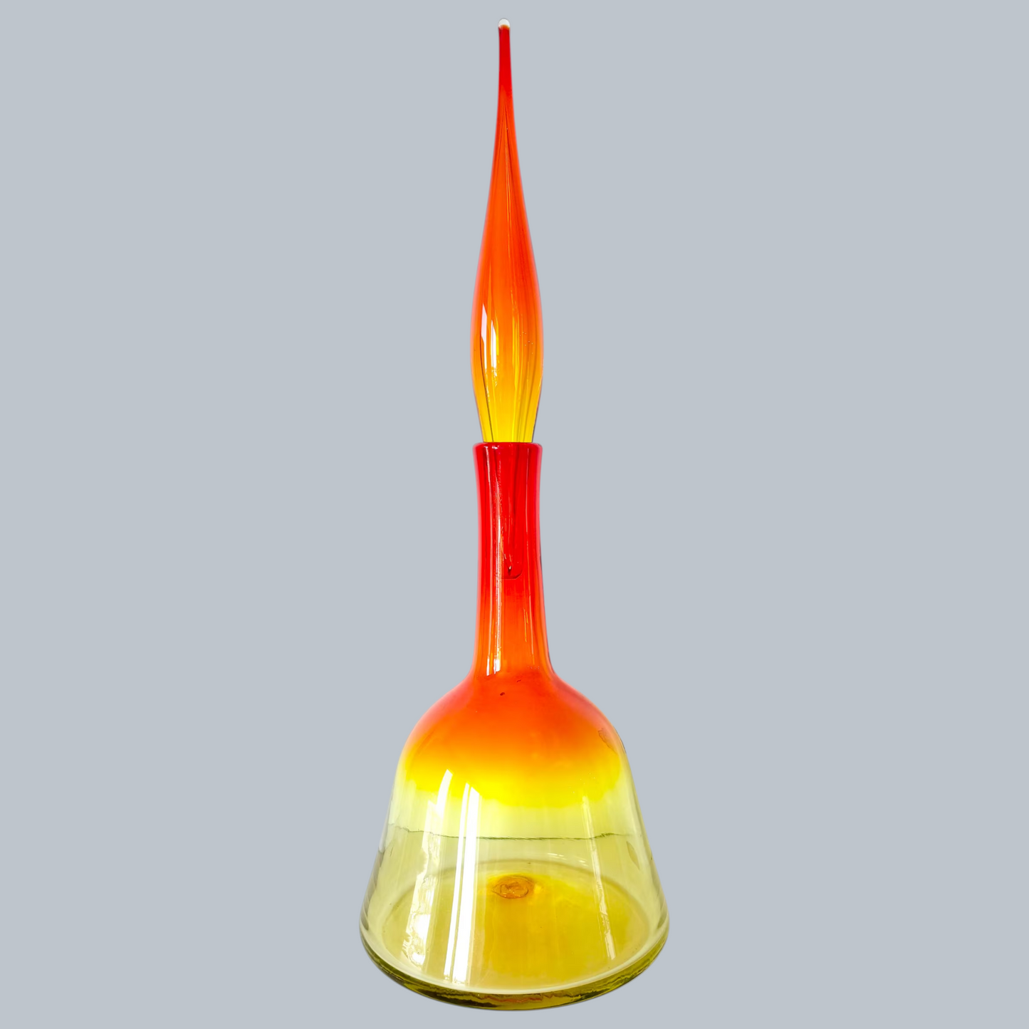 Artisanal Amber & Red Ombré Flame Decanter with Elongated Stopper