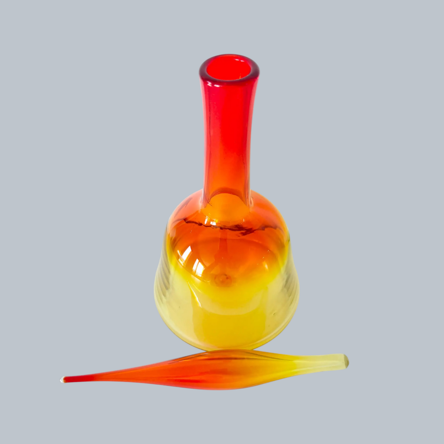 Artisanal Amber & Red Ombré Flame Decanter with Elongated Stopper