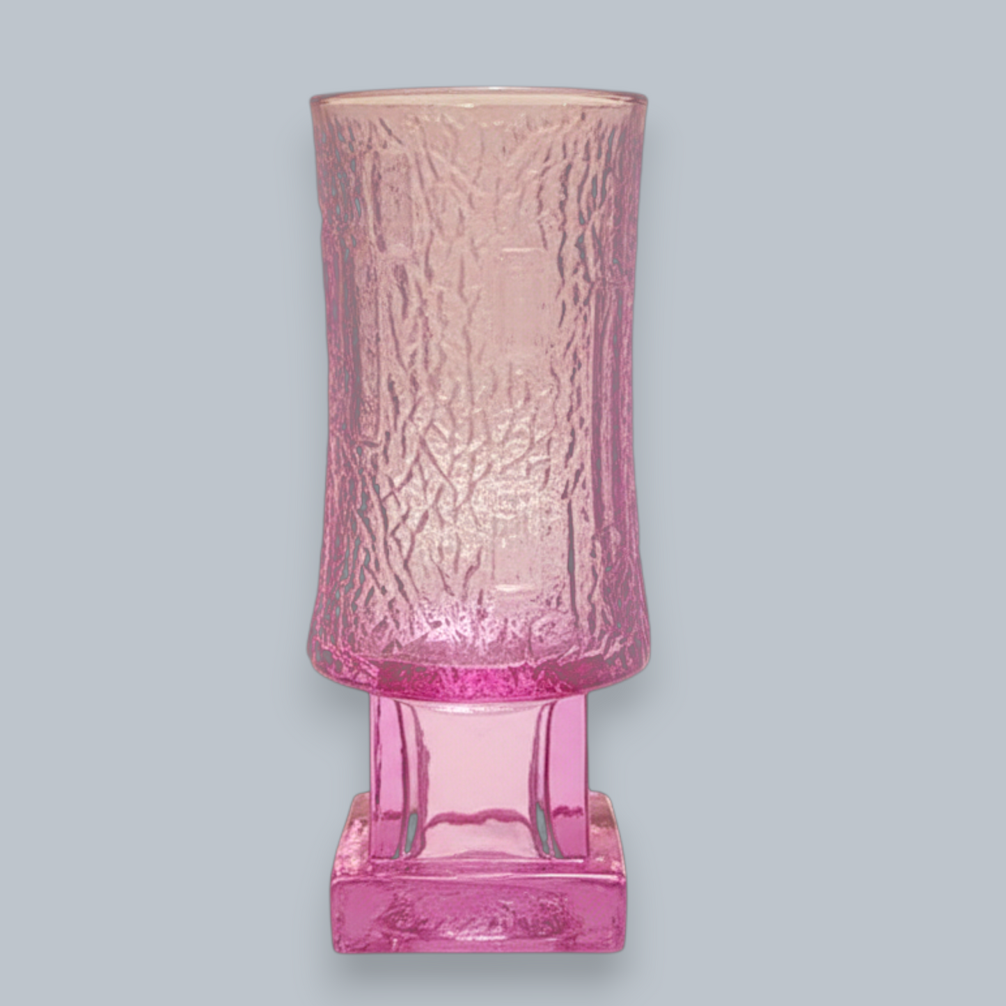 Hand-Blown Pink Bark Textured Highball Glasses – Set of 6
