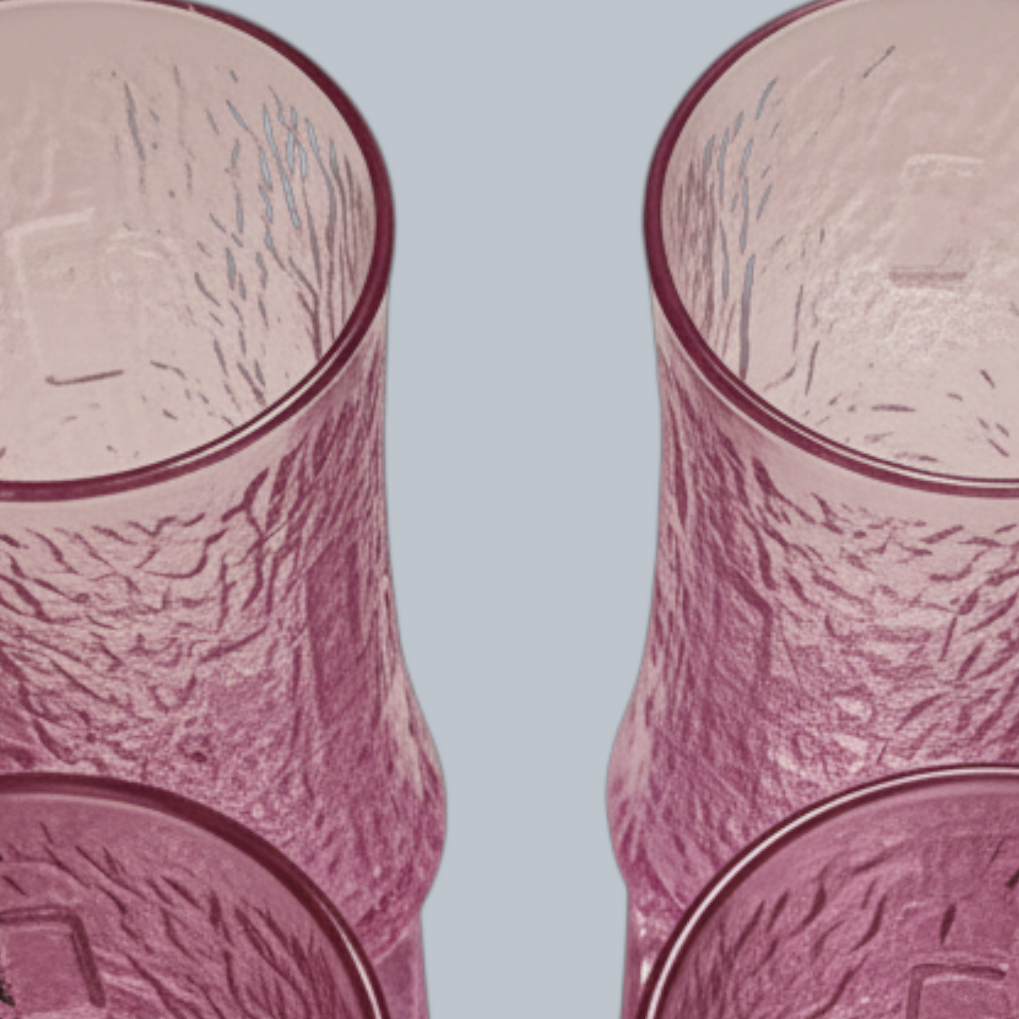 Hand-Blown Pink Bark Textured Highball Glasses – Set of 6