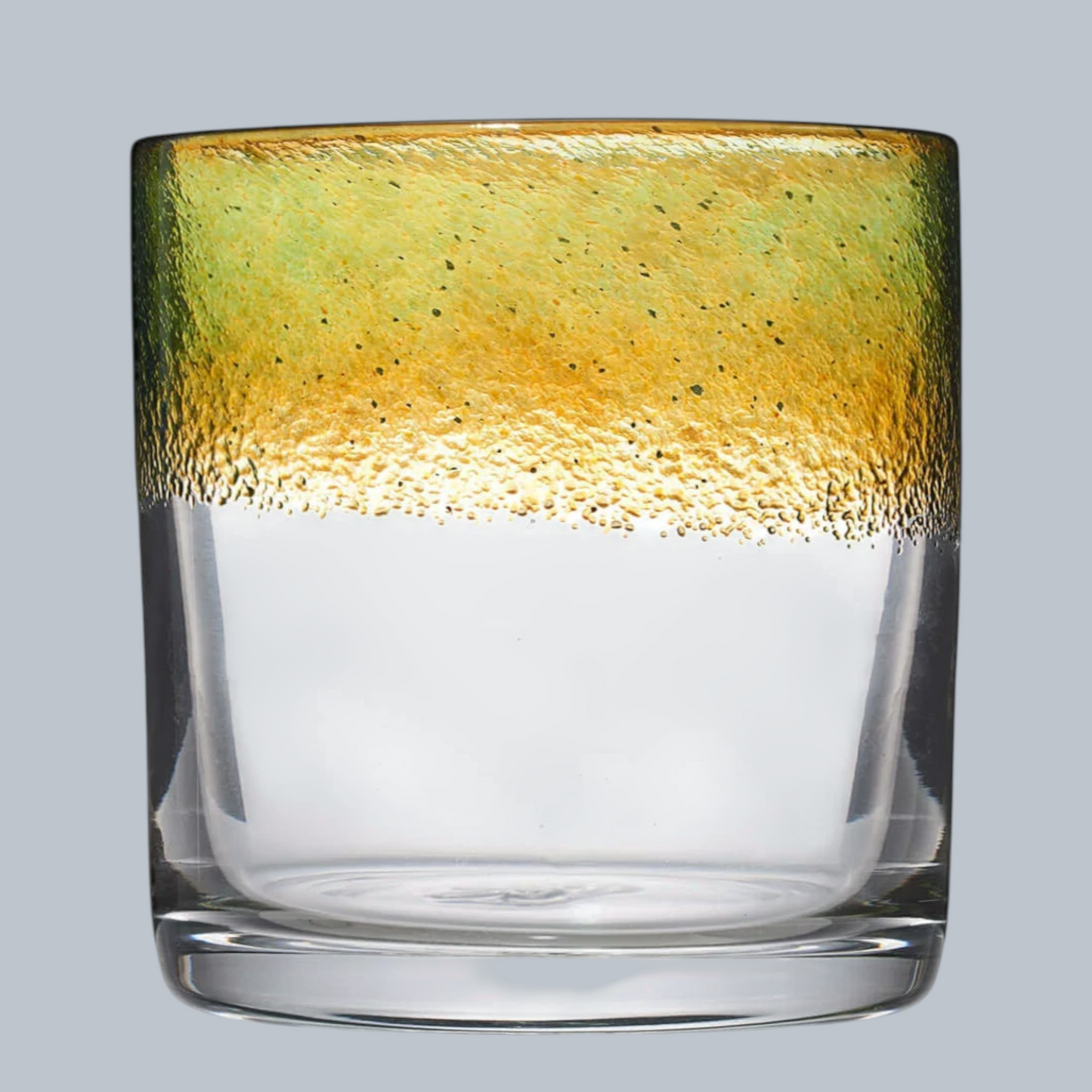 Hand-Blown Rocks Glasses with Textured 24K Gold Rim – Set of 6