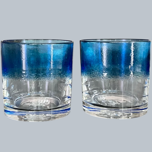 Azure Ombre Textured Rocks Glasses – Set of 6