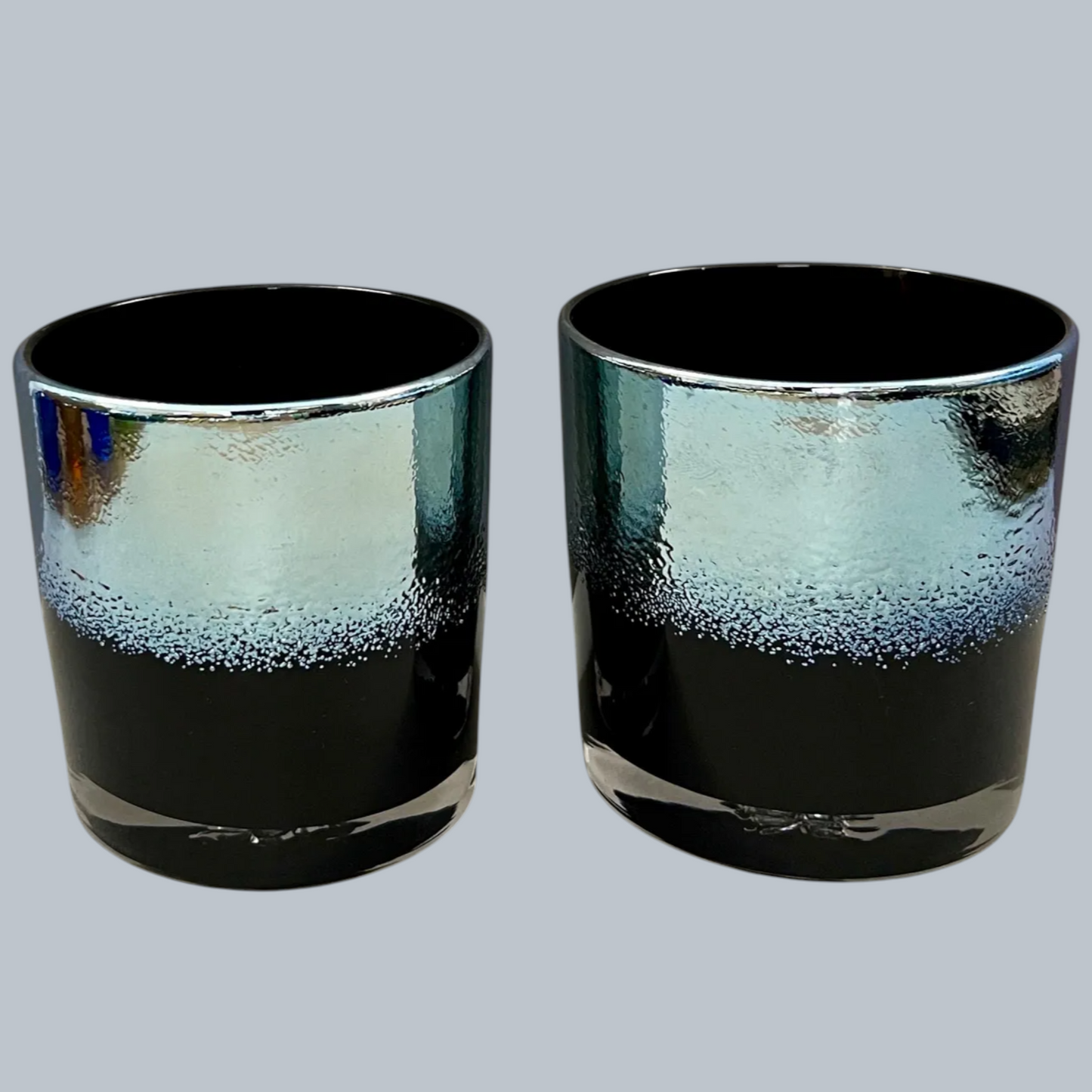 Hand-Blown Azure Gradient Rocks Glasses – Set of 6
