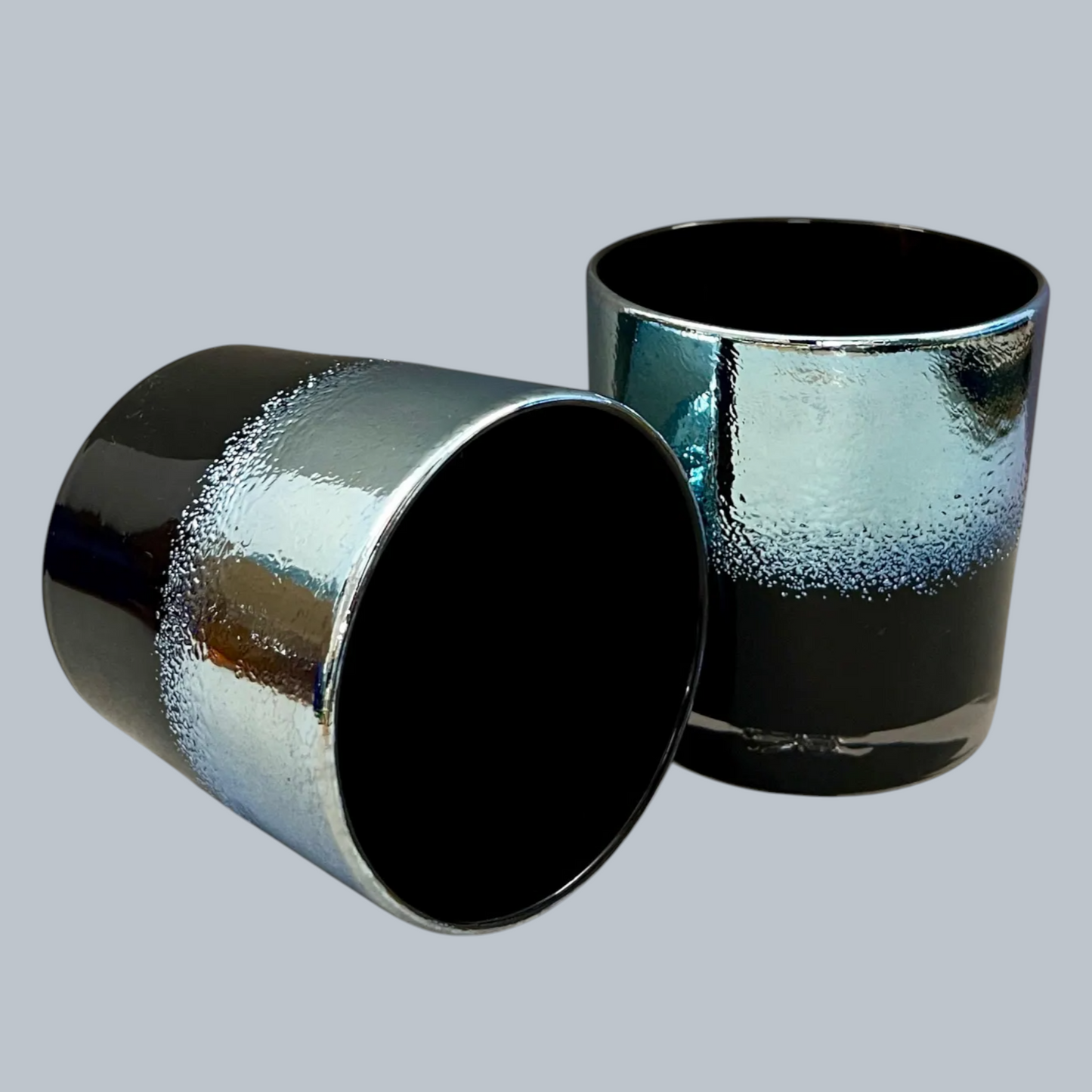 Hand-Blown Azure Gradient Rocks Glasses – Set of 6