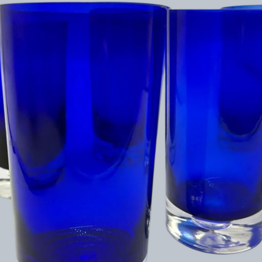 Midnight Cobalt Blue Hand-Blown Highball Set (Set of 6)