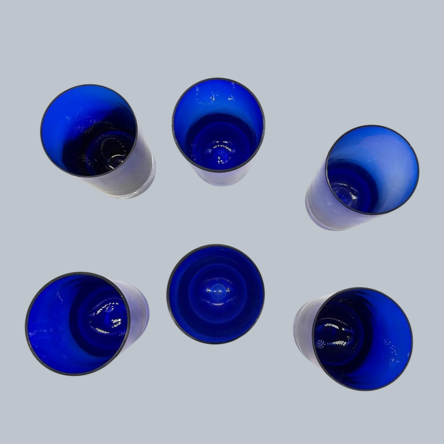 Midnight Cobalt Blue Hand-Blown Highball Set (Set of 6)